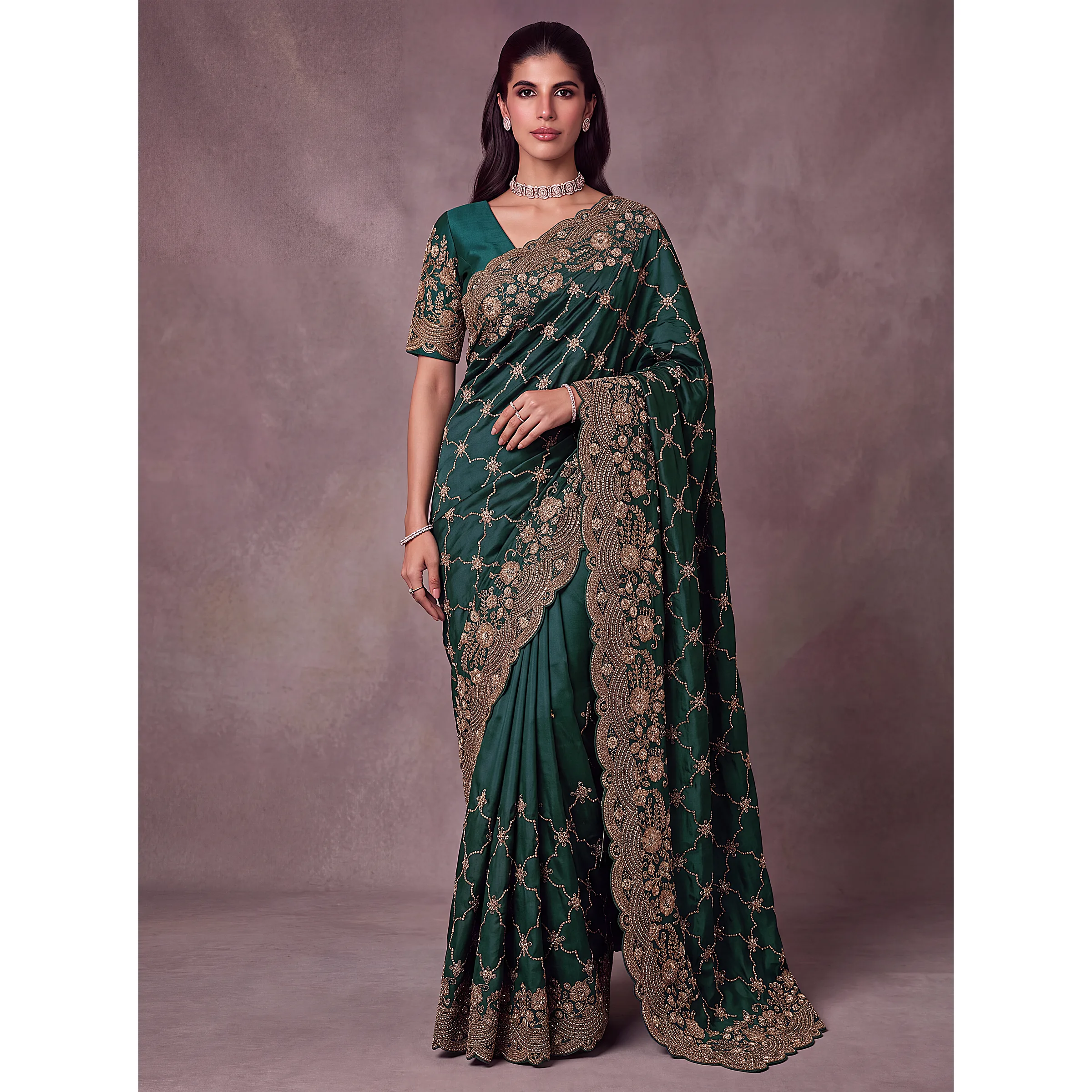 The Ruhani Saree Teal | Vruxon