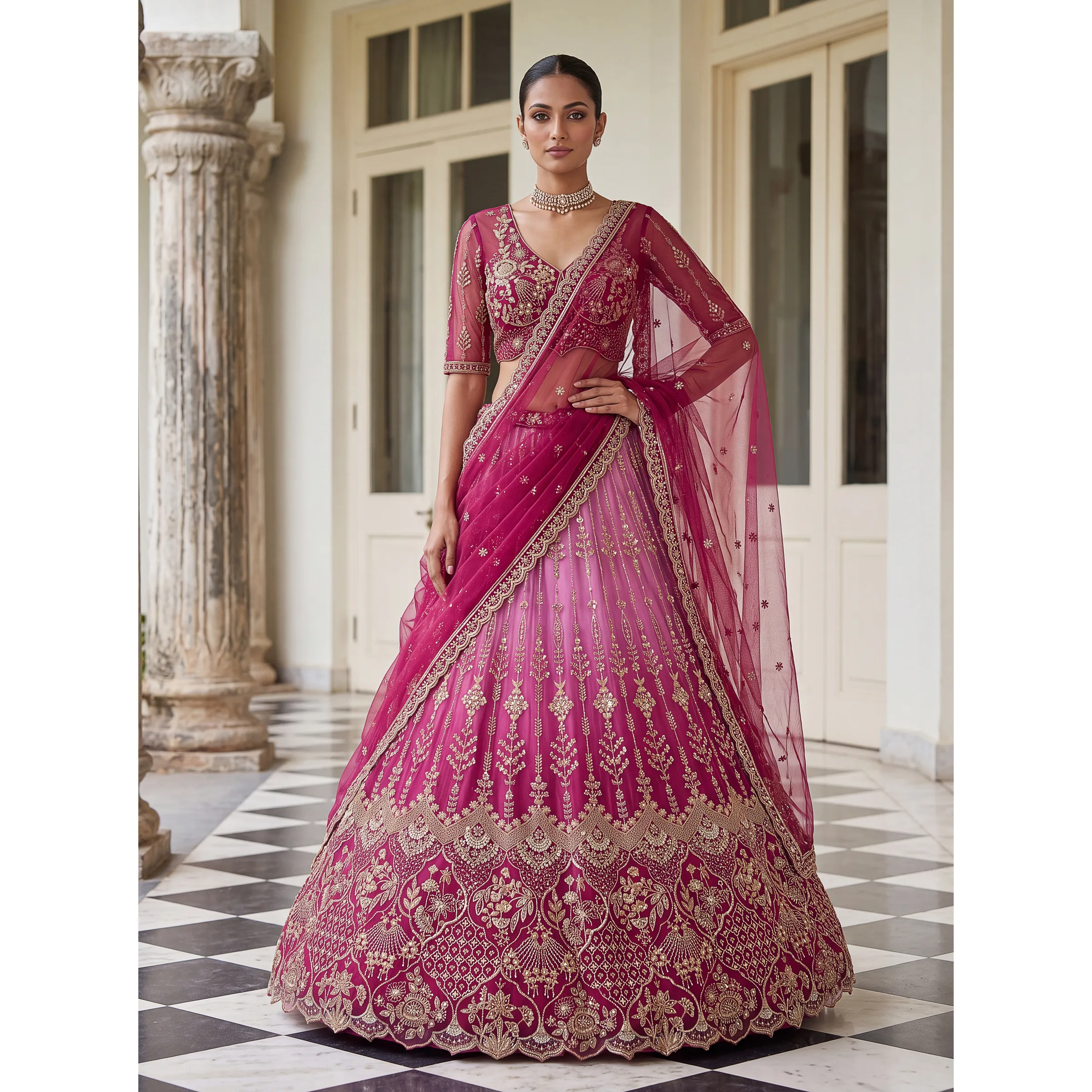 The Mehrzaadi Lehenga Choli Rani | Vruxon