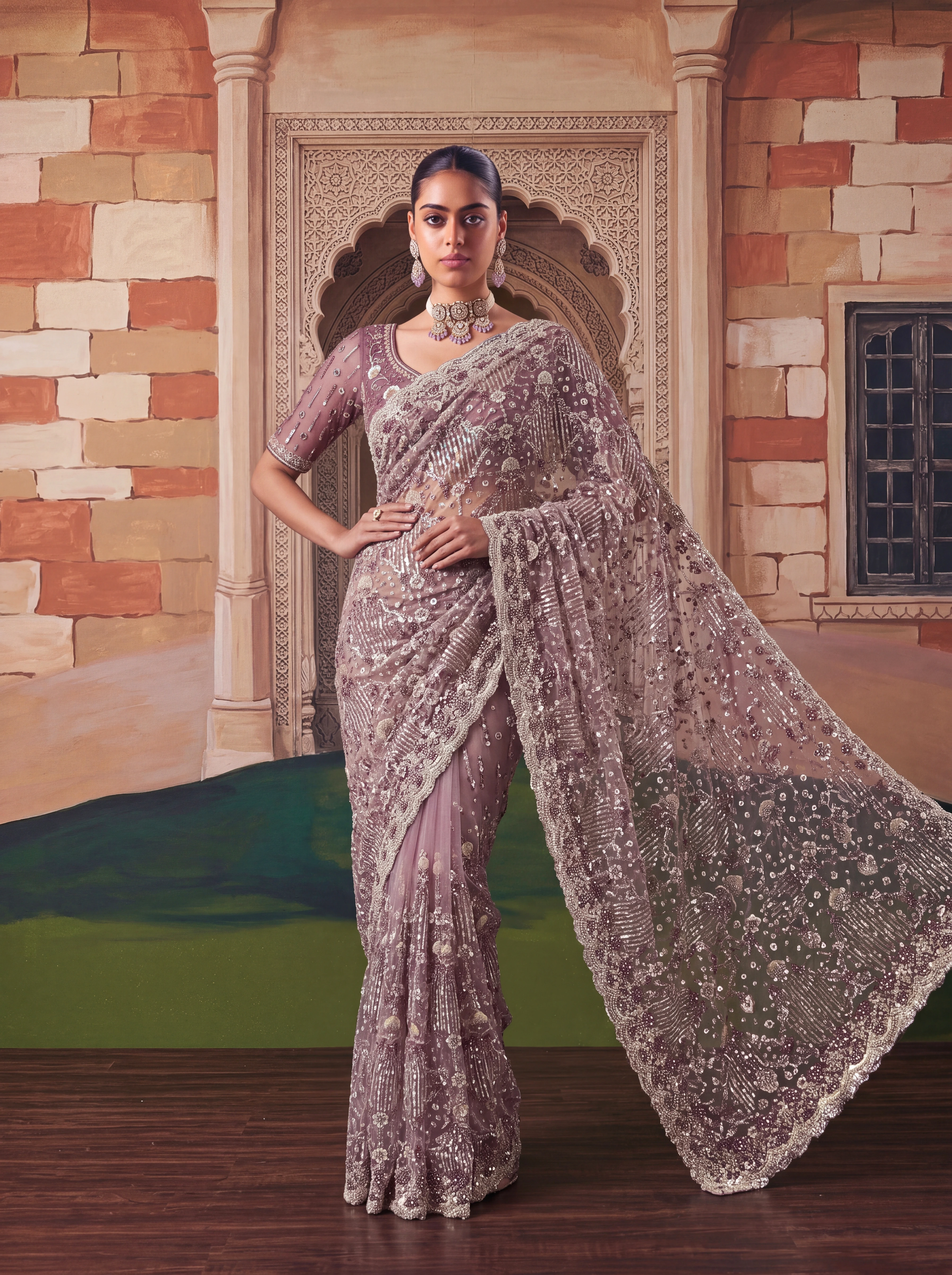 The Royal Fateh Saree Purple | Vruxon