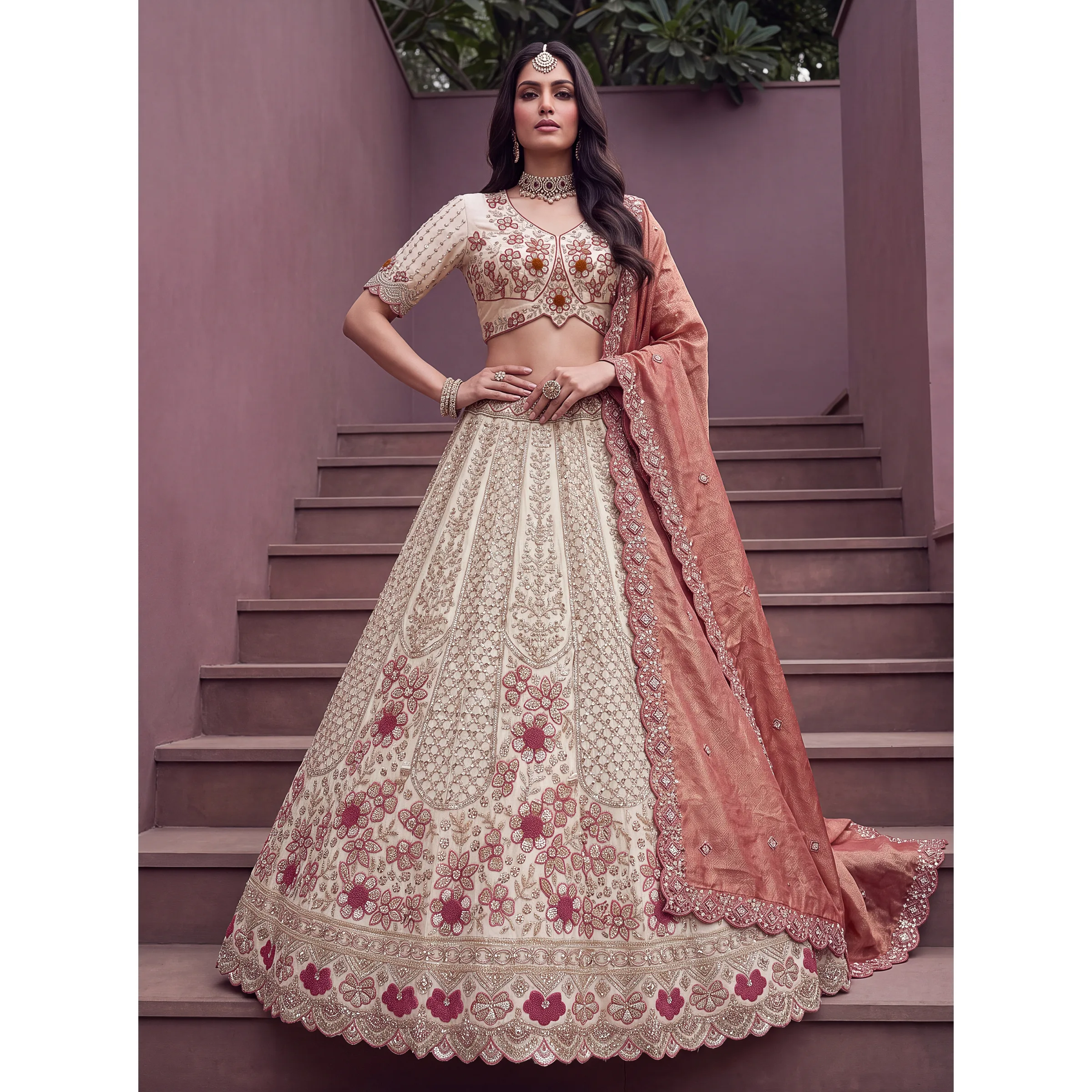 The Avenelle Lehenga Choli Orange | Vruxon
