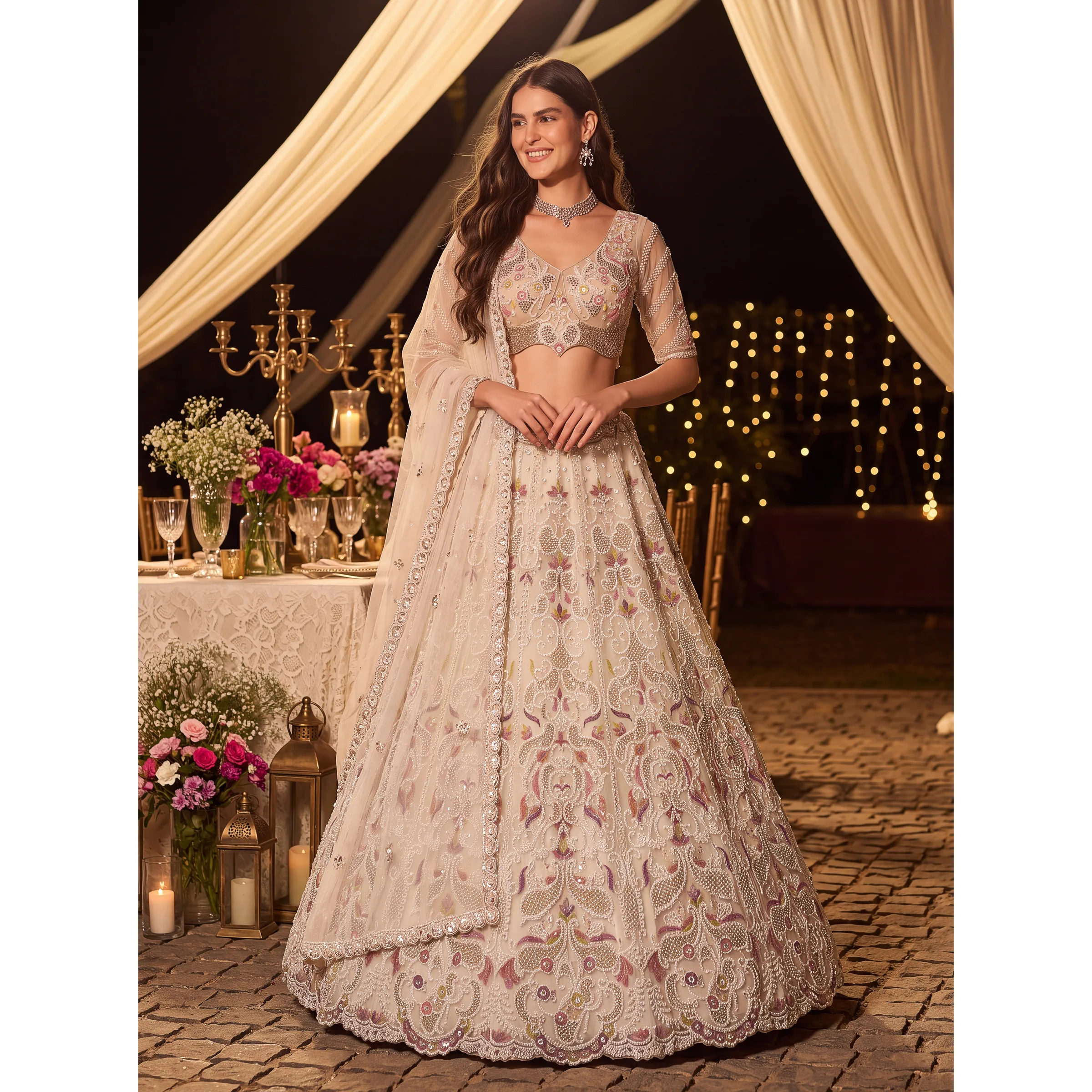 The Dreamveil Lehenga Choli White | Vruxon