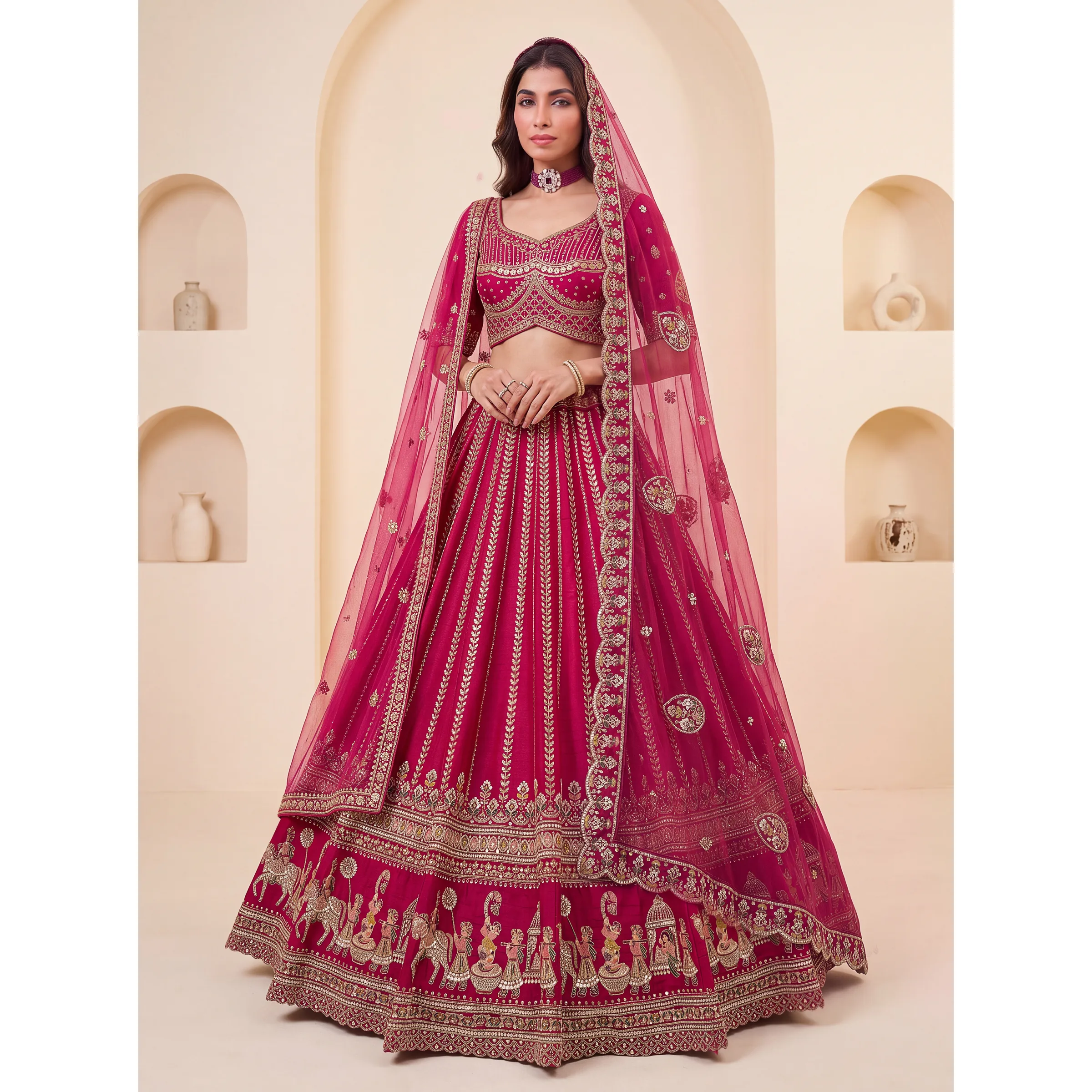 The Khatali Baraat Lehenga Choli Rani | Vruxon