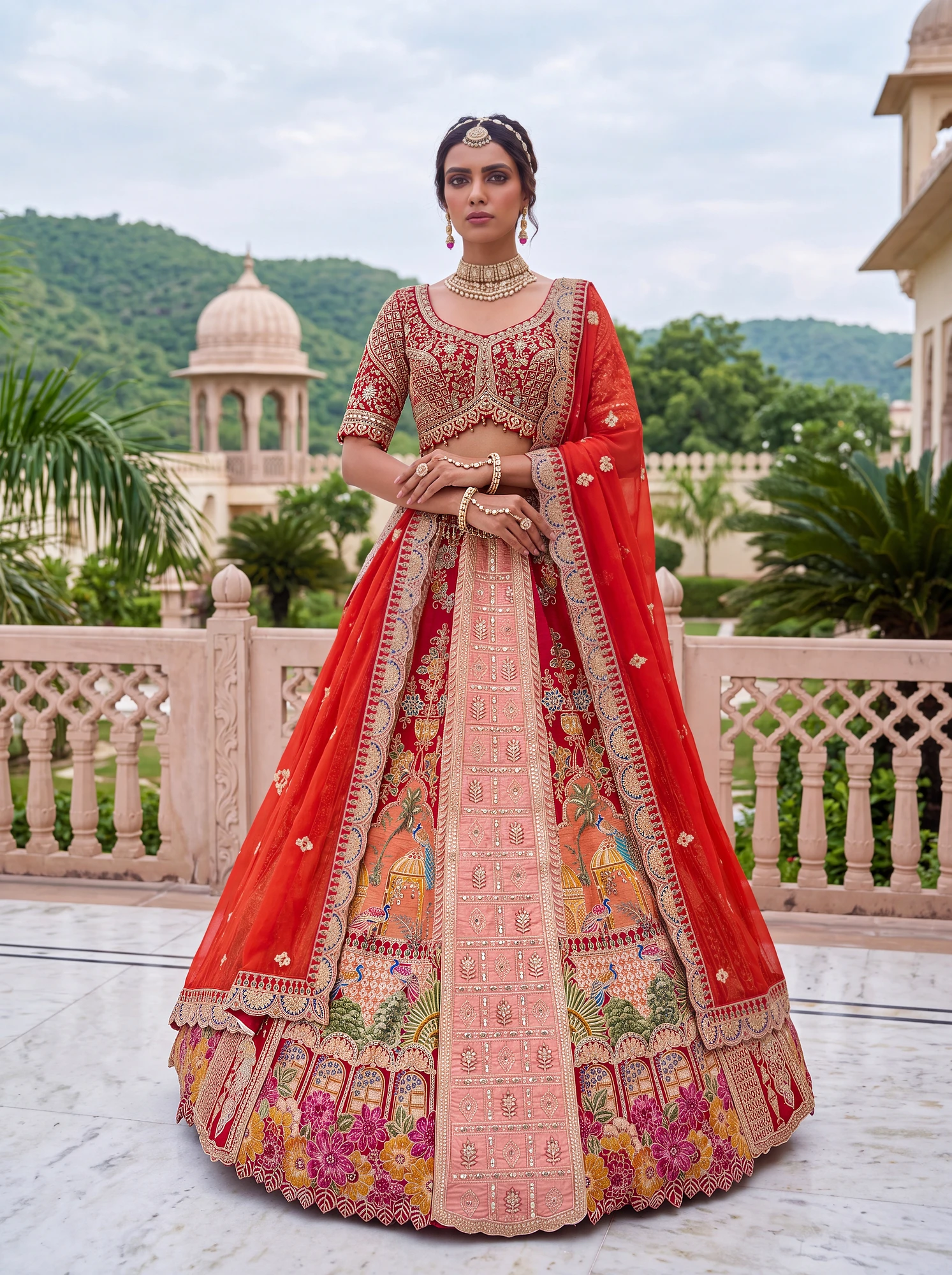 The Royal Pichwai Lehenga Choli Orange | Vruxon