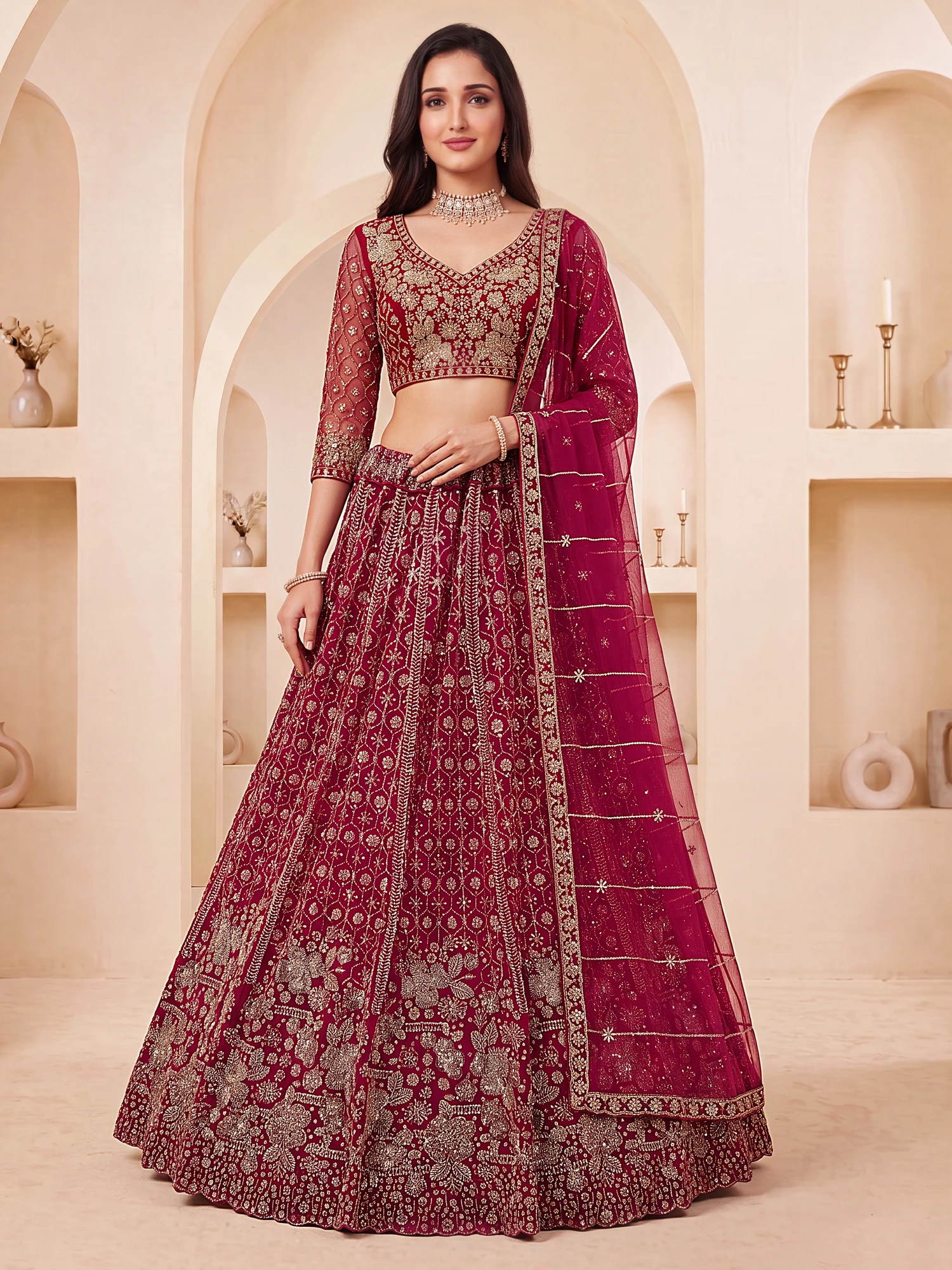 The Crystal Partywear Lehenga Choli Rani | Vruxon