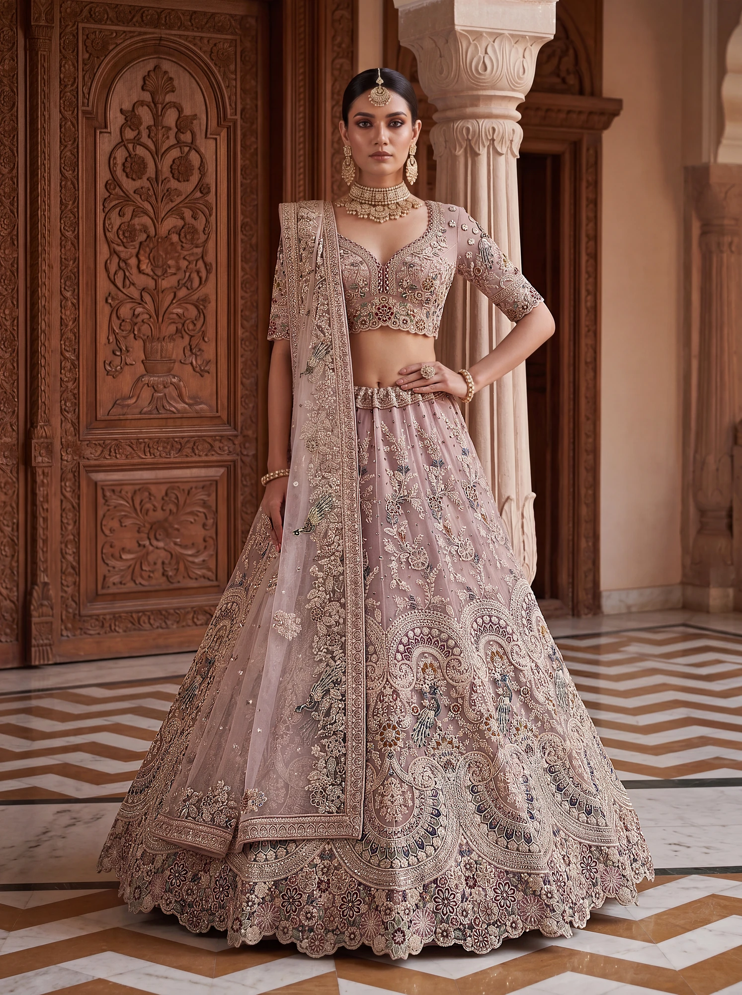 The Mist Lehenga Choli Pink | Vruxon