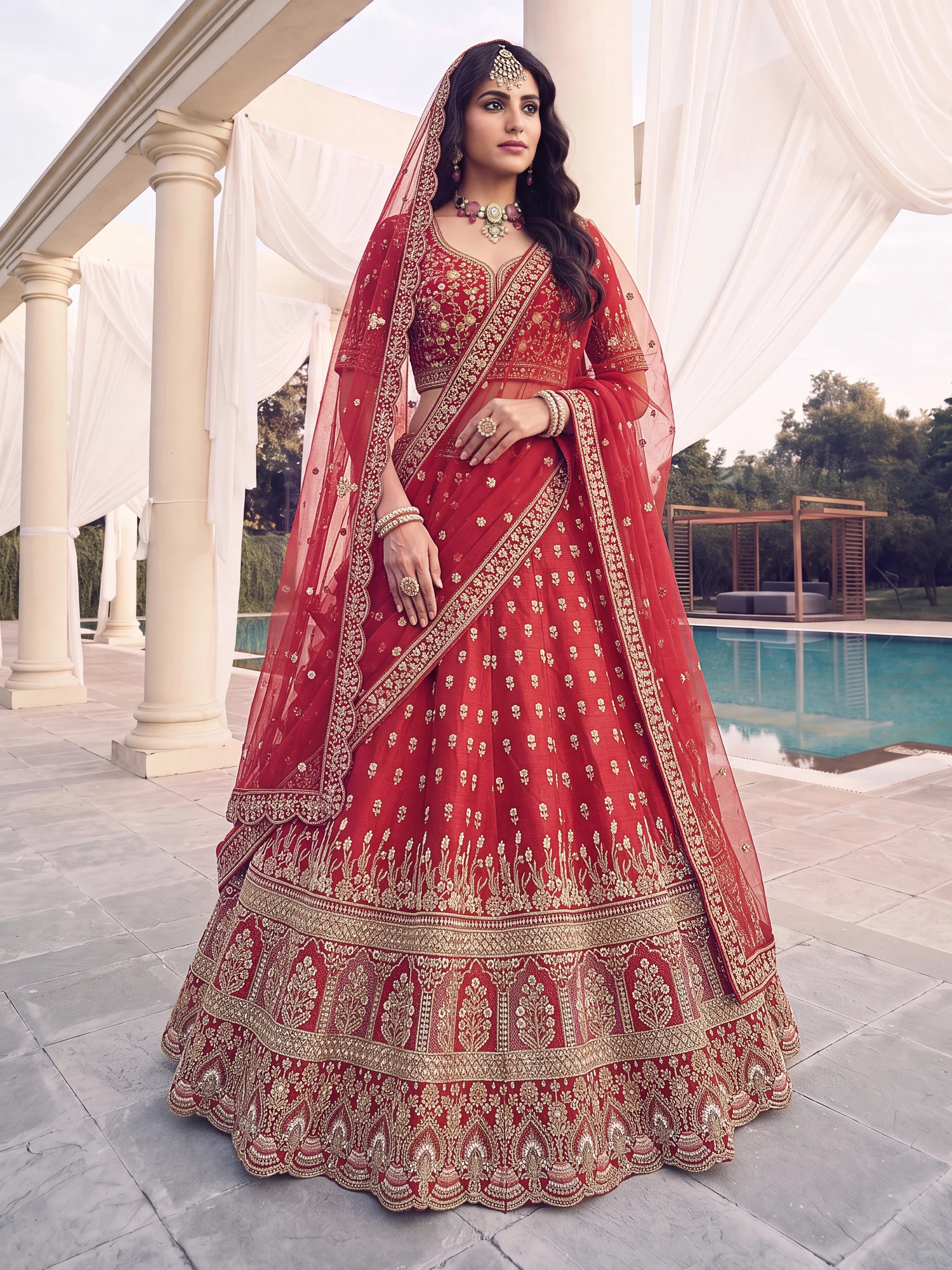 The Imperial Scarlet Lehenga Choli Red | Vruxon