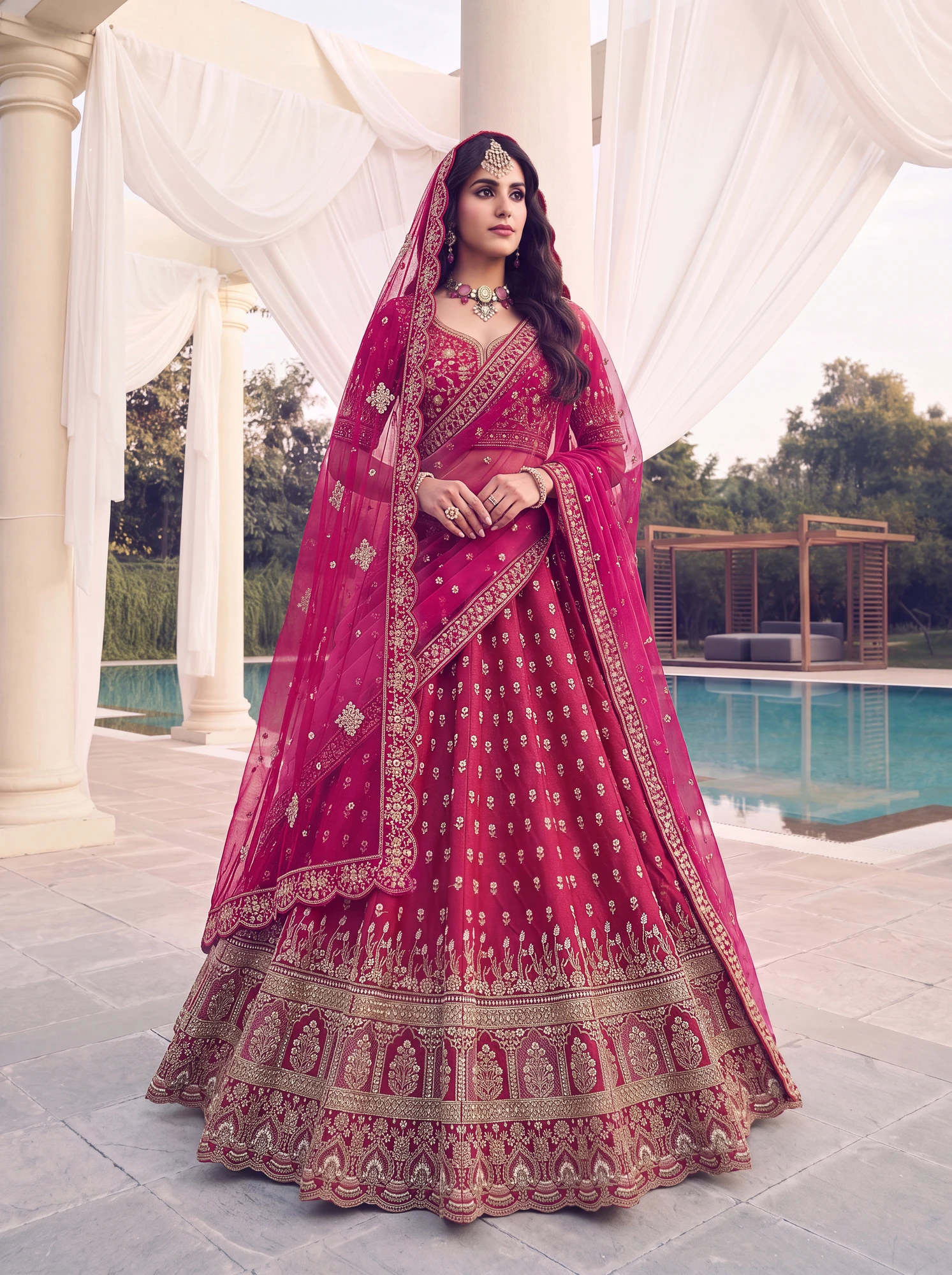 The Imperial Scarlet Lehenga Choli Rani | Vruxon