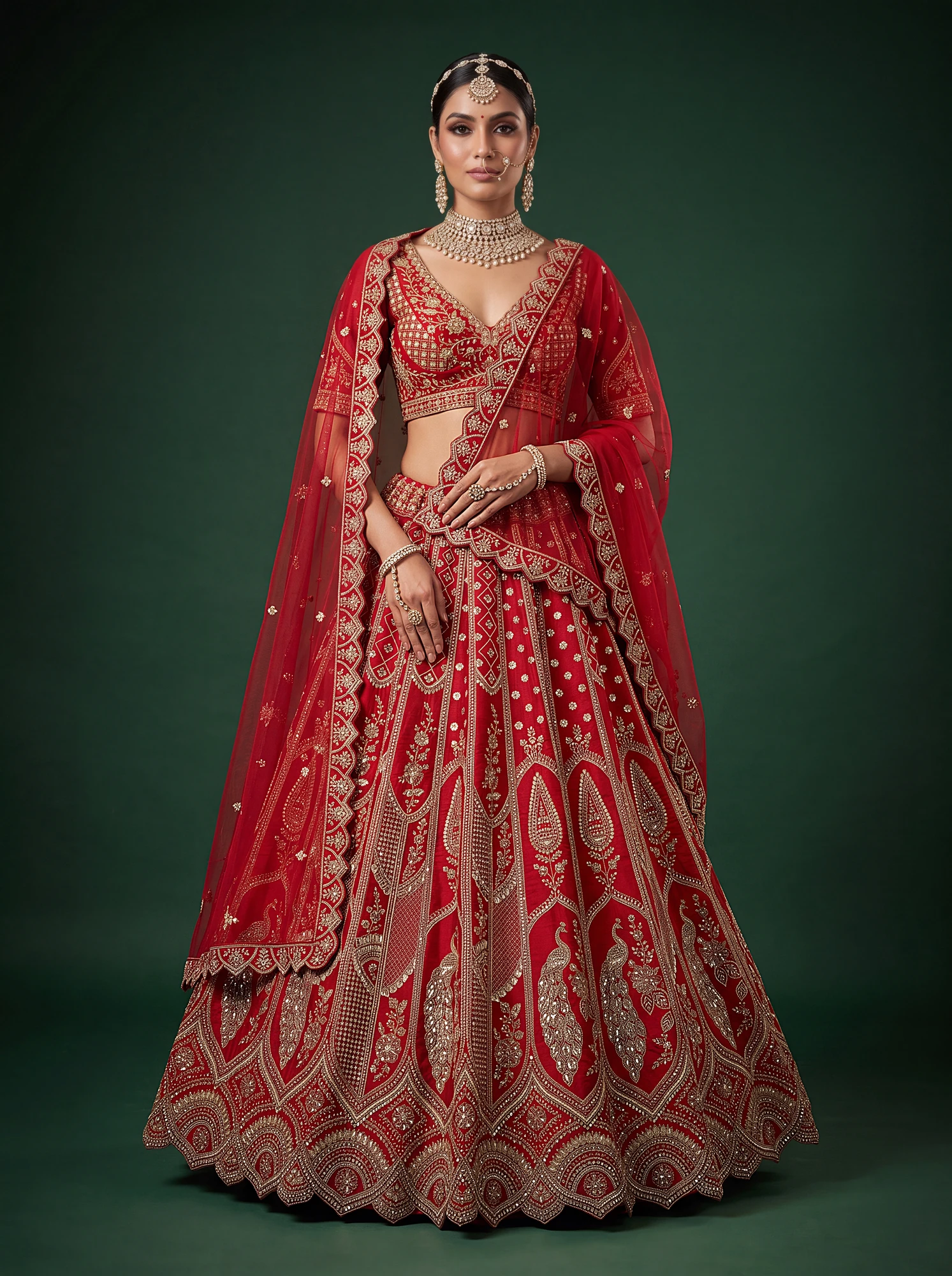 The Vermilion Lehenga Choli Red | Vruxon