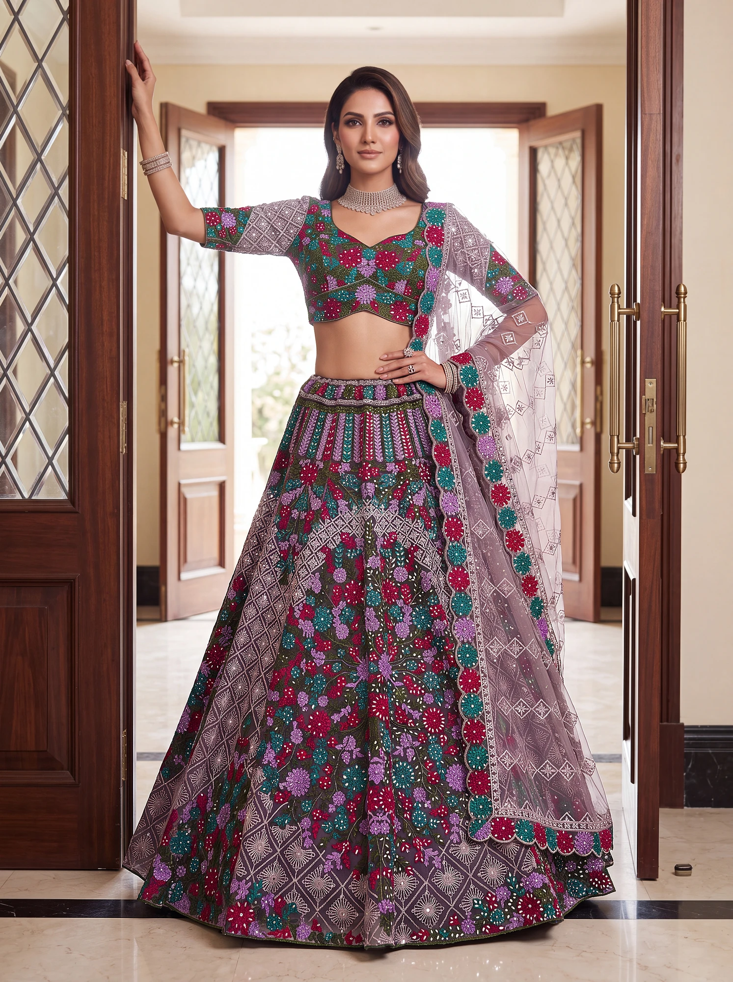 The Floral Majesty Lehenga Choli | Vruxon