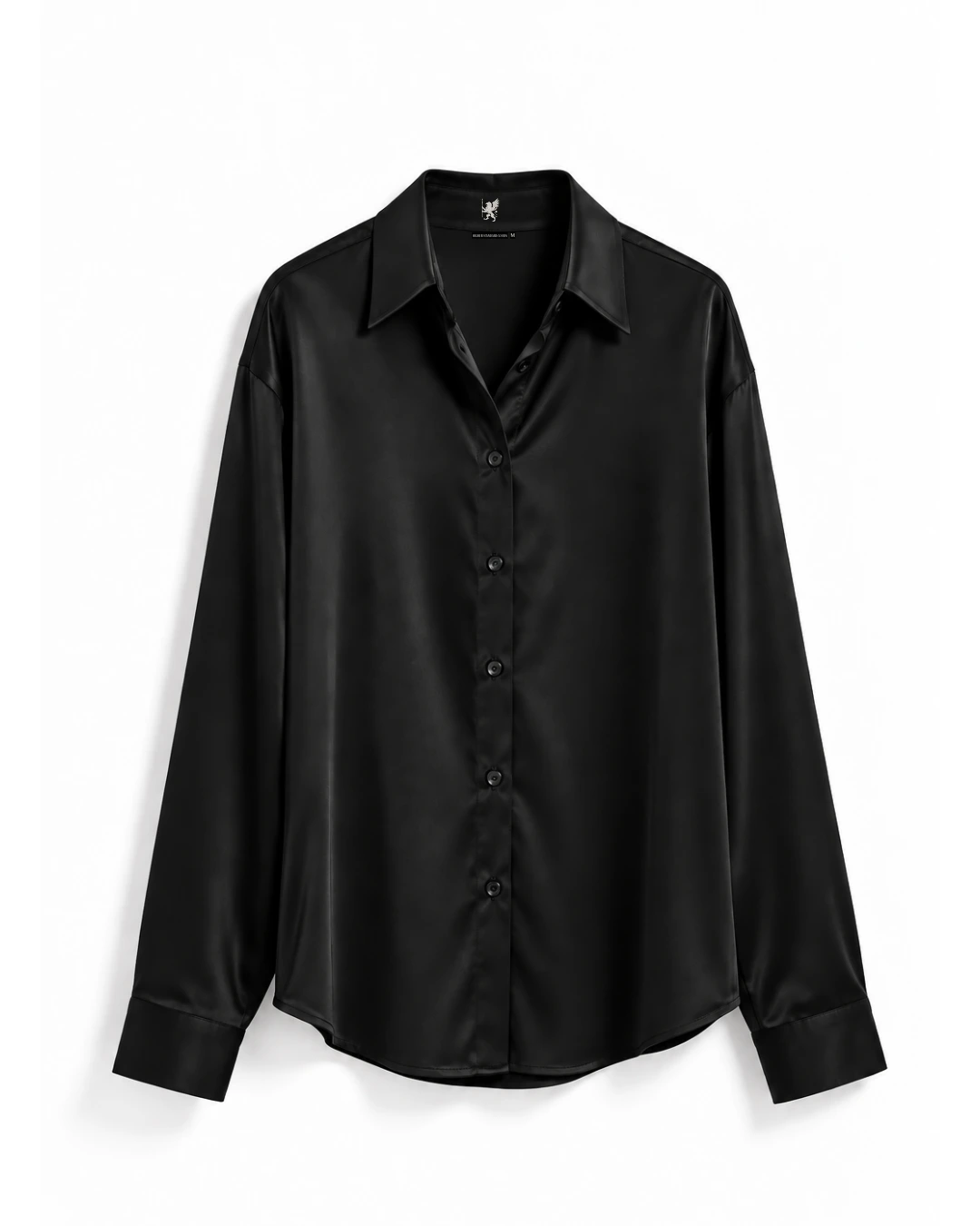Noir Satin Shirt Black | Vruxon