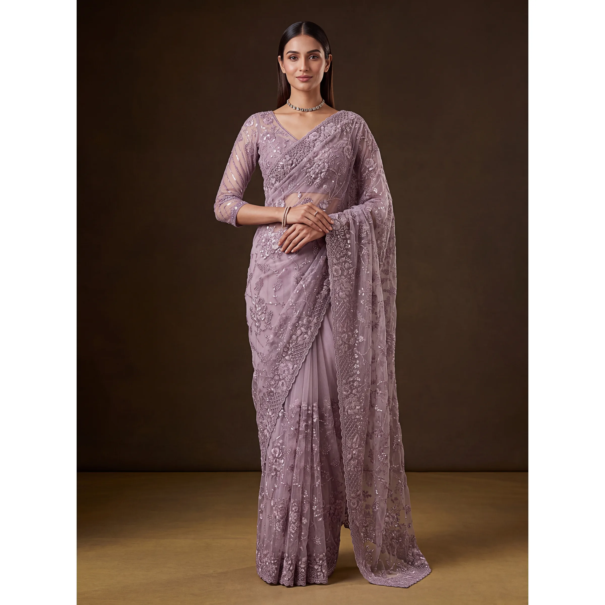 The Aavira Saree Mauve | Vruxon