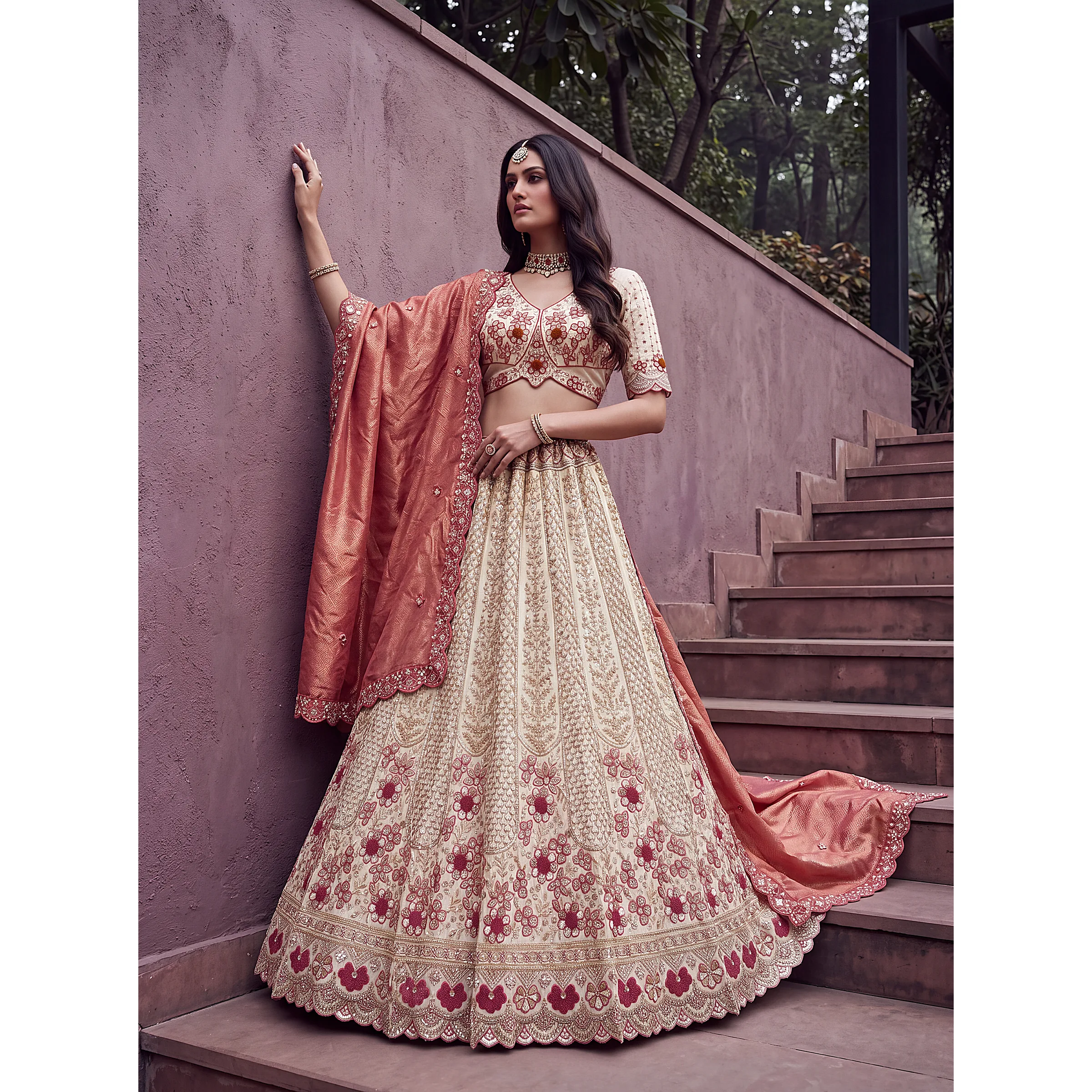 The Avenelle Lehenga Choli Orange | Vruxon
