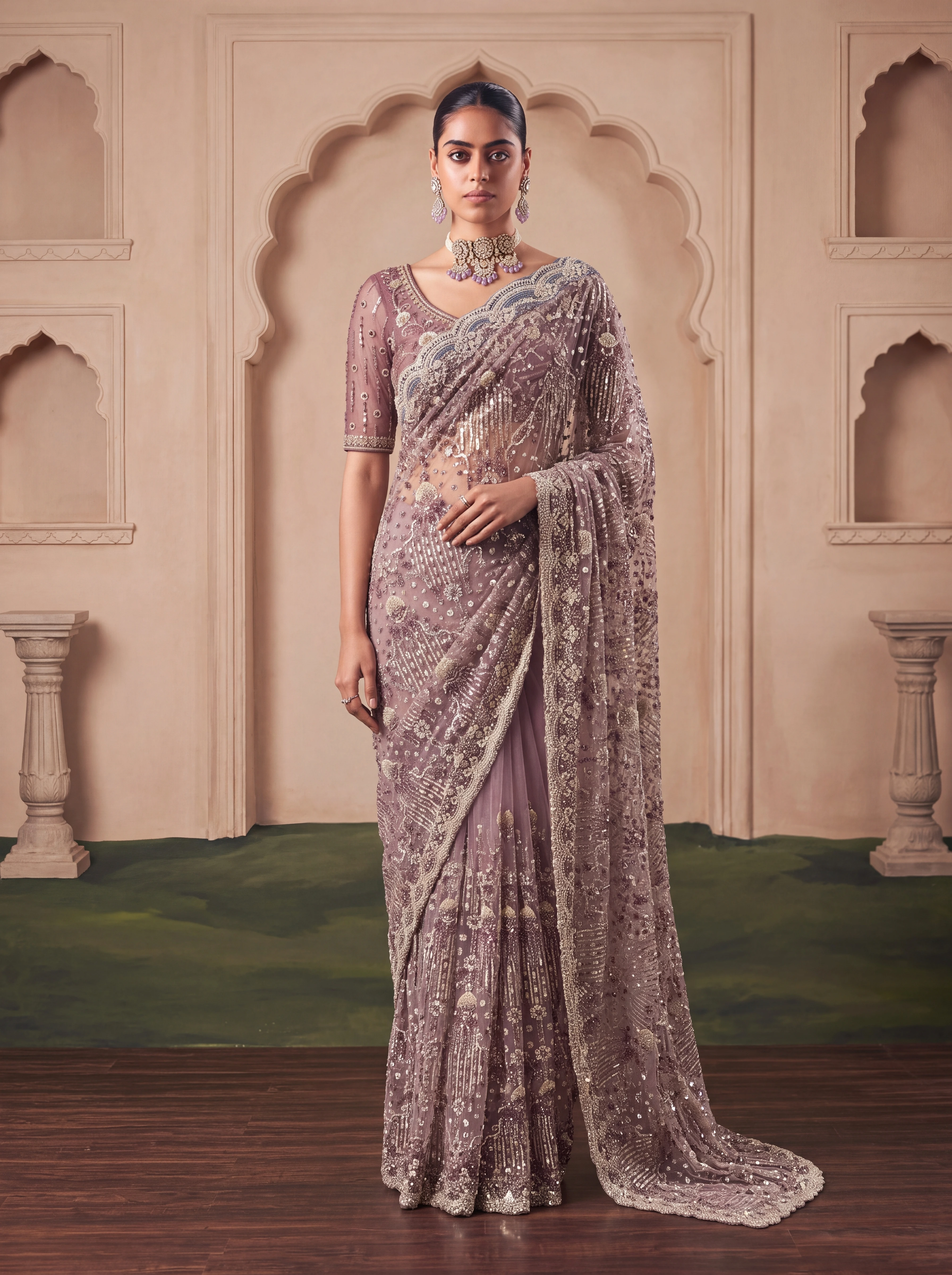 The Royal Fateh Saree Purple | Vruxon