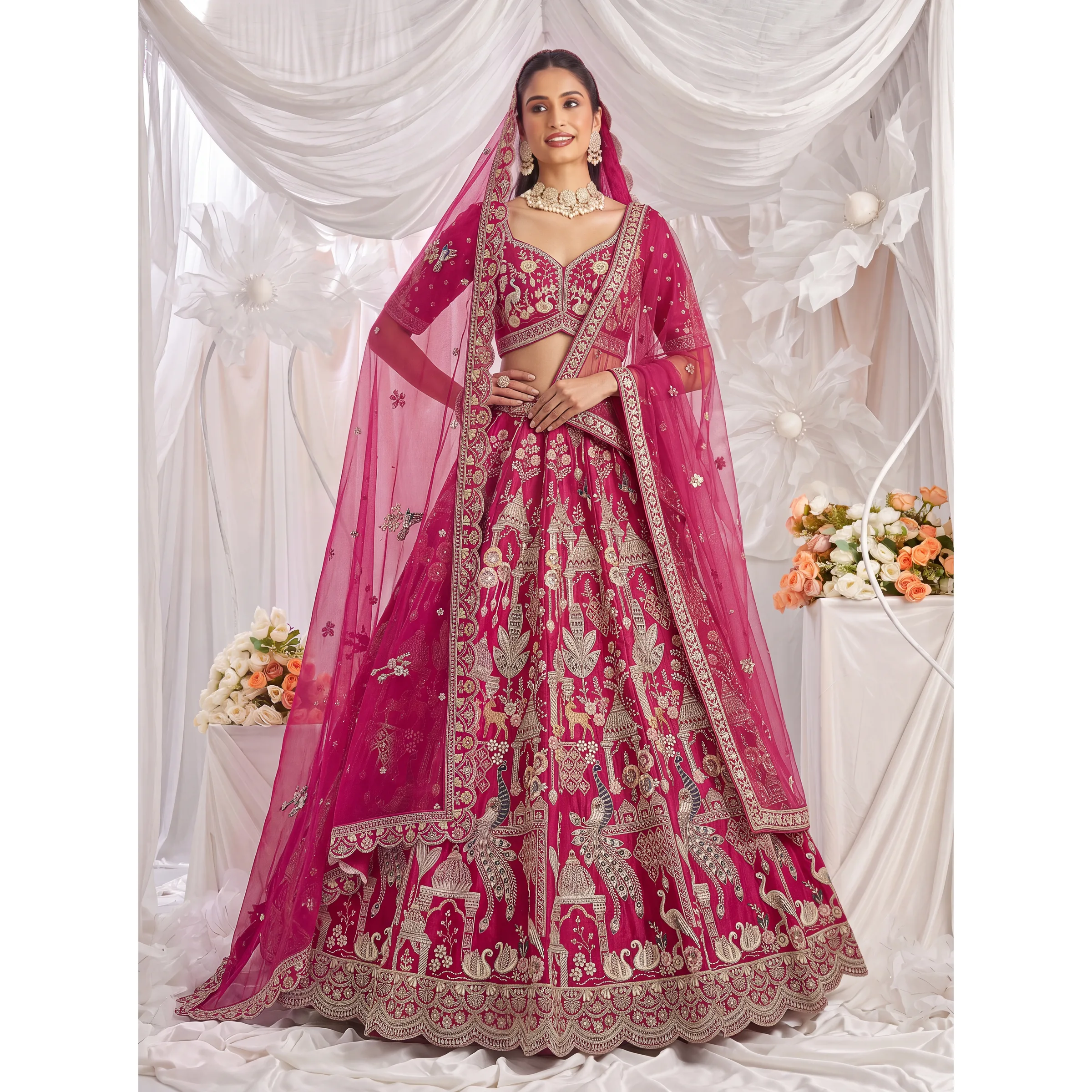 The Mayura Hans Lehenga Choli Rani | Vruxon