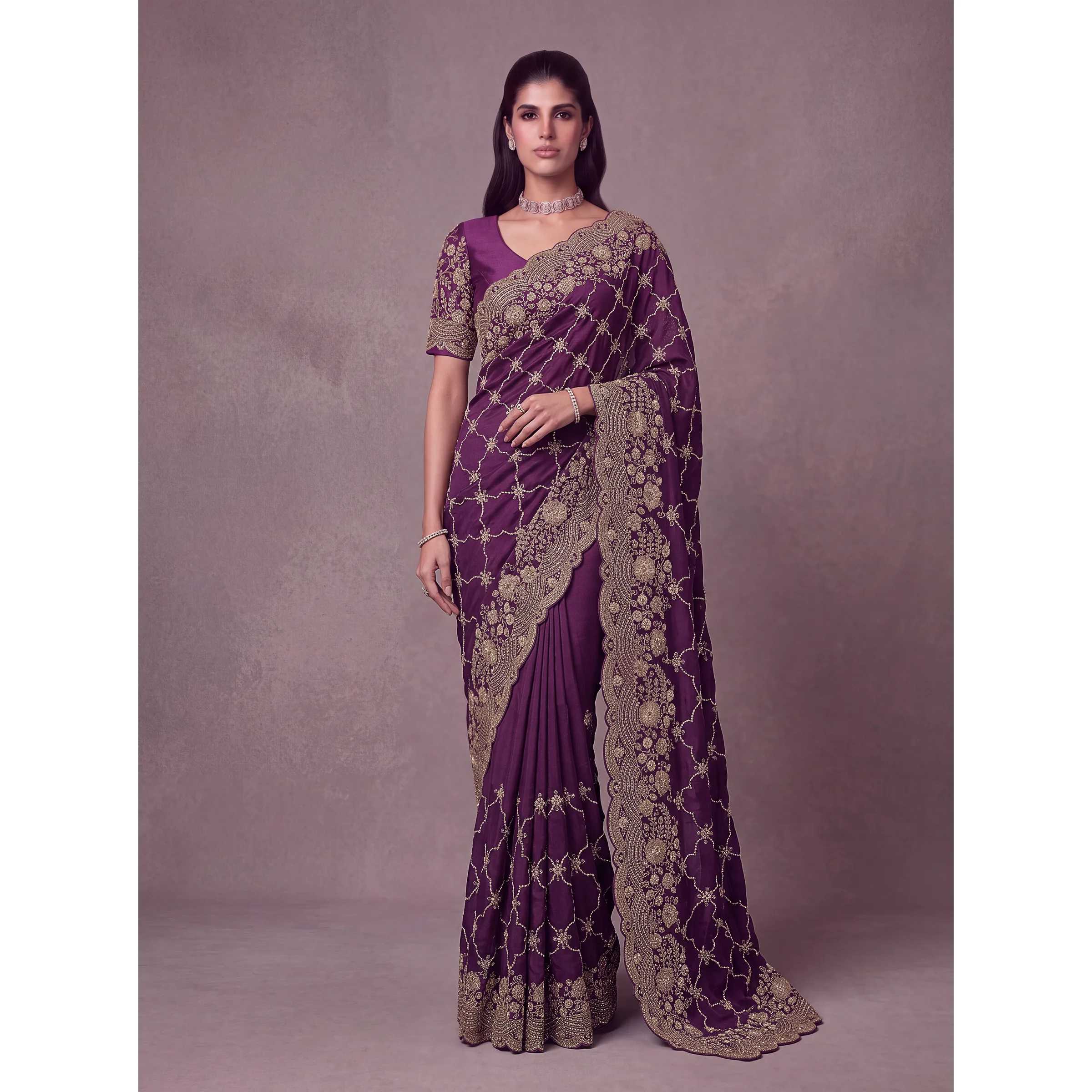 The Ruhani Saree Purple | Vruxon